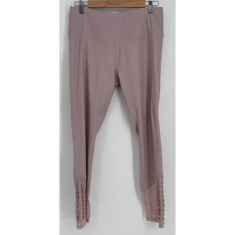Apana Women Mauve High Waisted Ruched Mesh Active Leggings Sz L